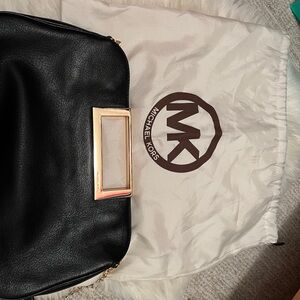 Michael Kors Black Clutch with Gold Accents